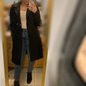 H&M Manteco Black Wool Coat With Belt size US 6